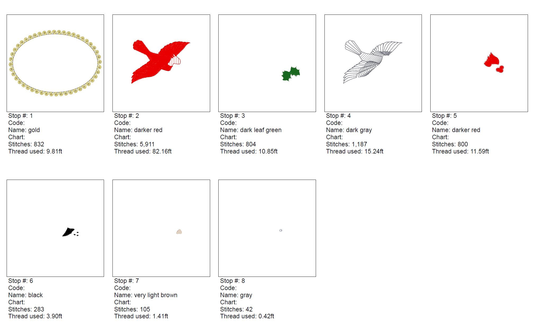 size and color chart